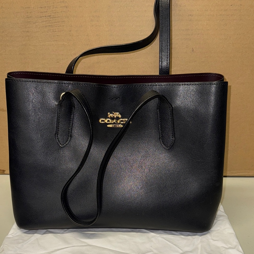Coach Black Tote with Gold Logo
